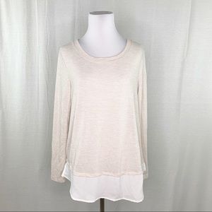 Old Navy long sleeve cream faux layered top
